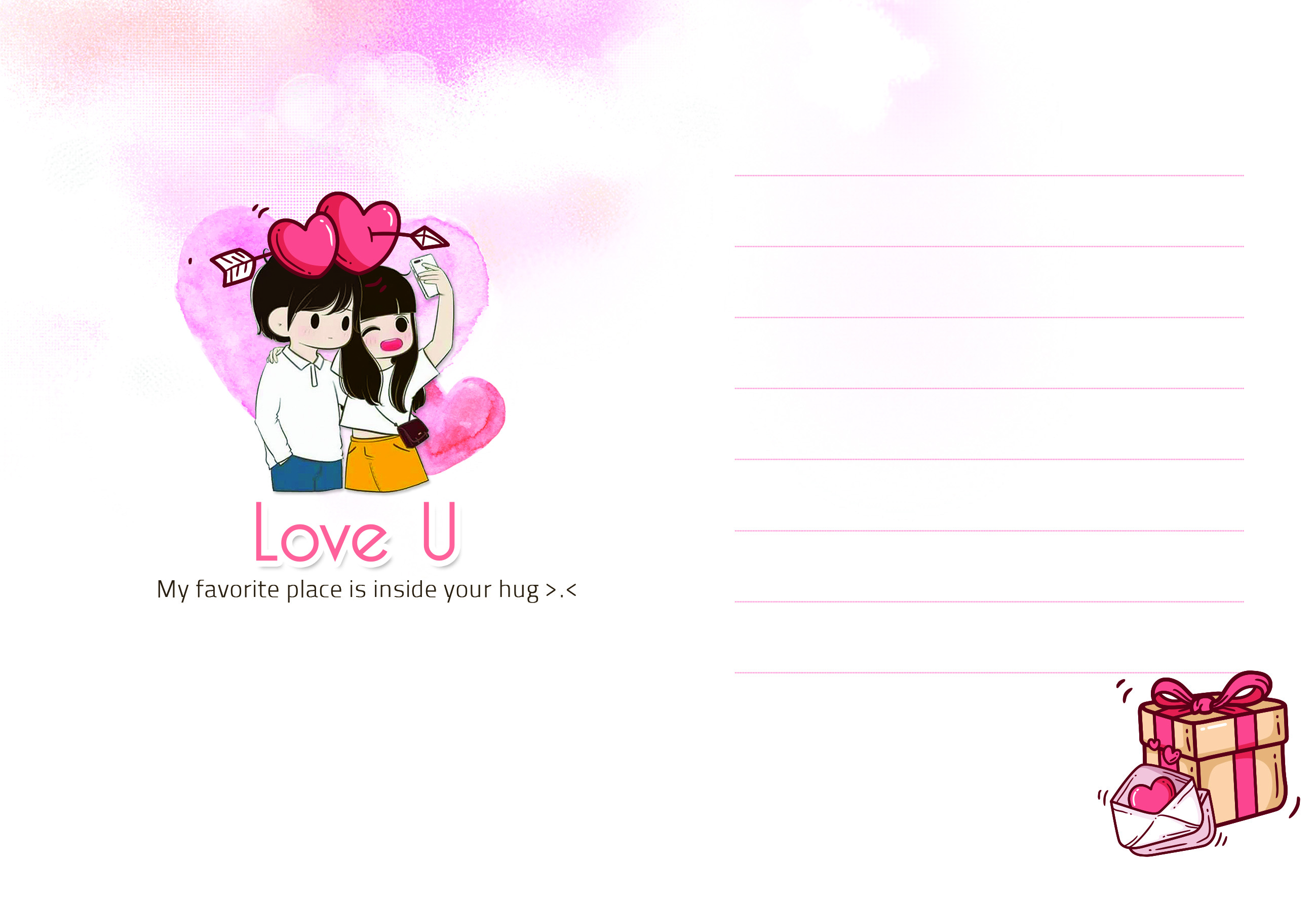 Mặt trong thiệp Valentine
