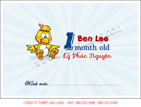 Bao thơ thiệp mời đầy tháng dành cho bé trai