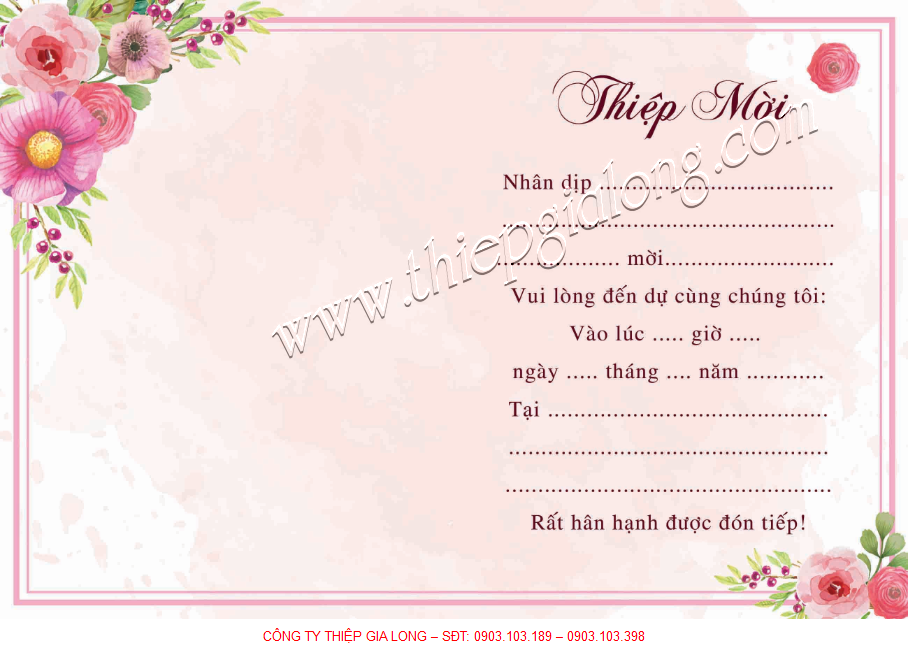 thiệp mời sinh nhật hoa văn