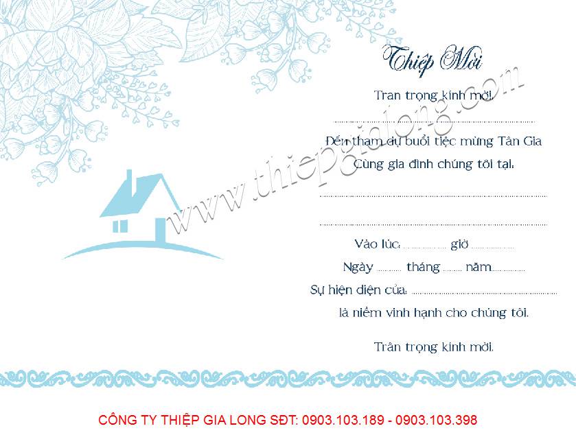 mặt trong thiệp mời tân gia