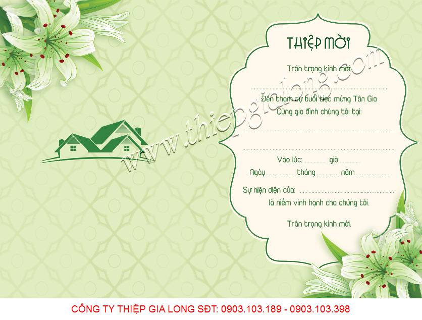 mặt trong thiệp mời tân gia