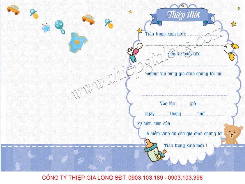 mẫu thiệp mời thôi nôi hiện đại