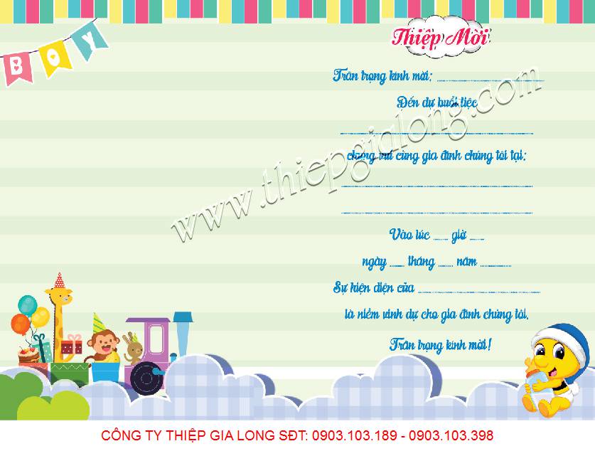 Thiệp mời thôi nôi sang trọng