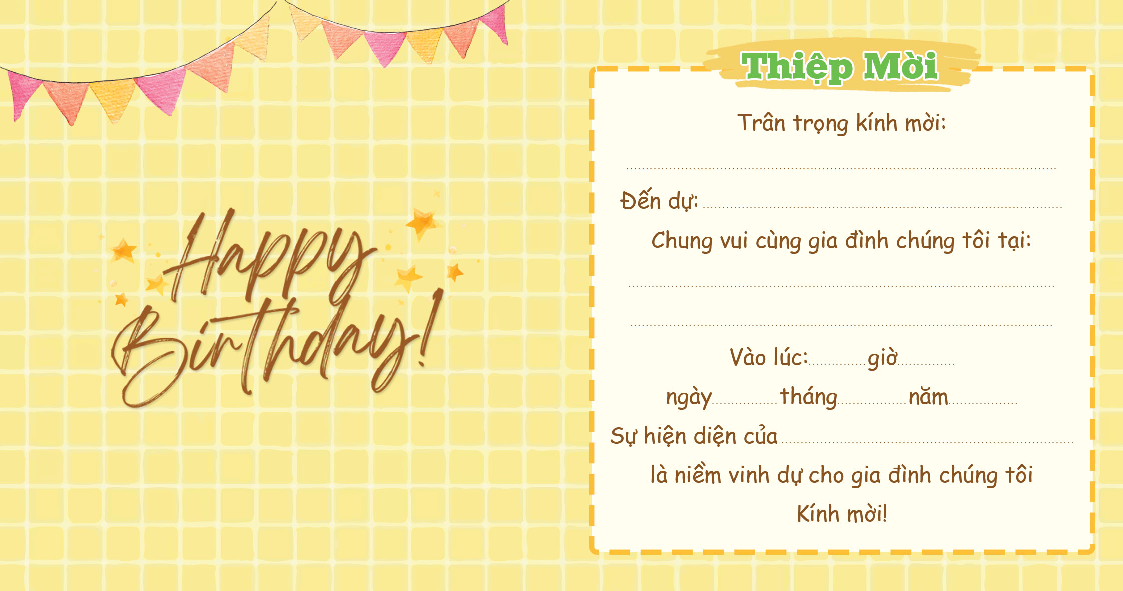 mặt trong thiệp mời sinh nhật