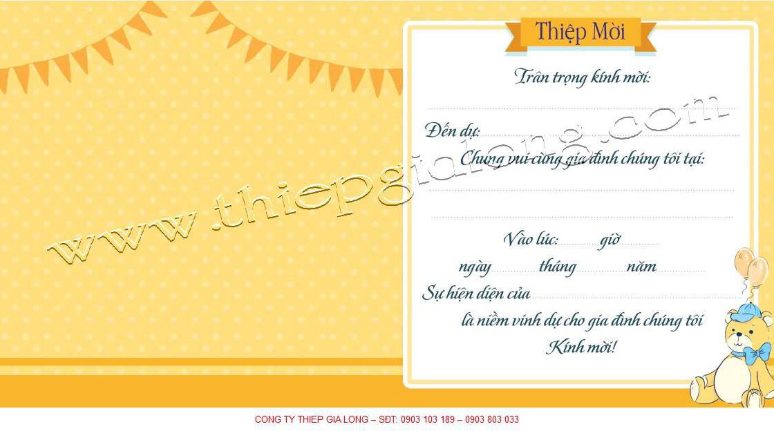 mặt trong thiệp mời sinh nhật sang trọng