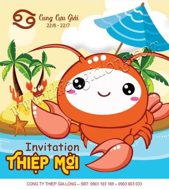 thiệp mời sinh nhật đẹp cung Song Tử