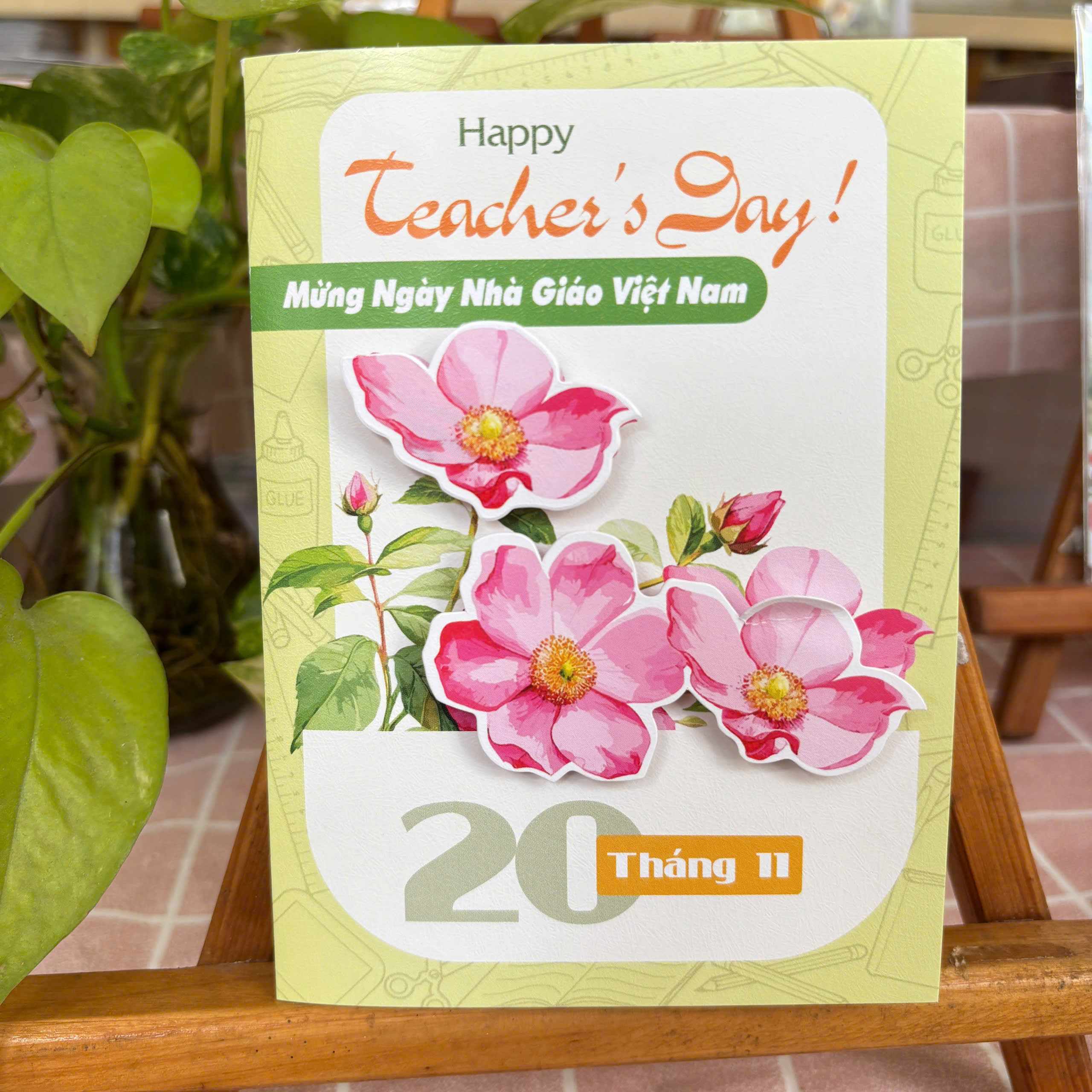 thiệp 20/11 hoa dán nổi thiệp 20/11 hoa dán nổi