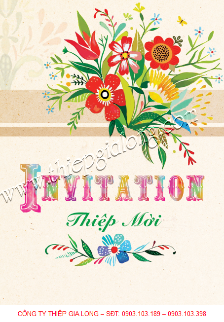 thiệp mời sinh nhật hoa văn