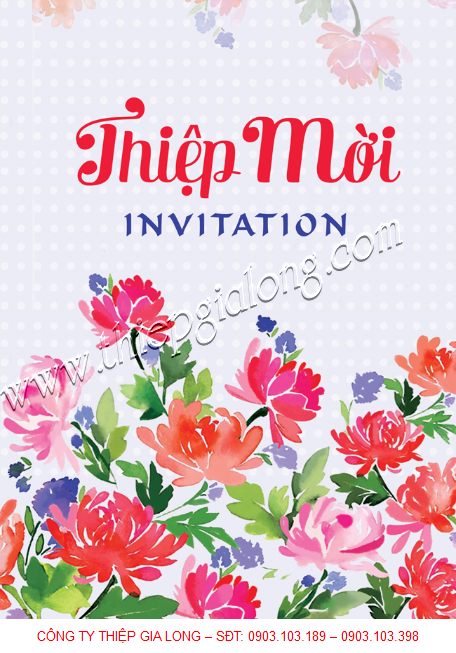 thiệp mời sinh nhật hoa văn
