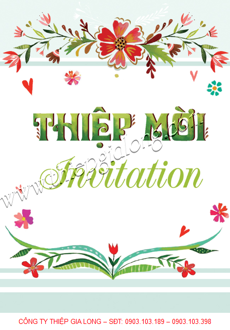 thiệp mời sinh nhật hoa văn
