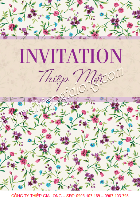 thiệp mời sinh nhật hoa văn