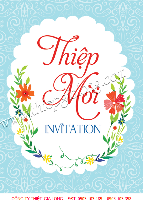 thiệp mời sinh nhật hoa văn