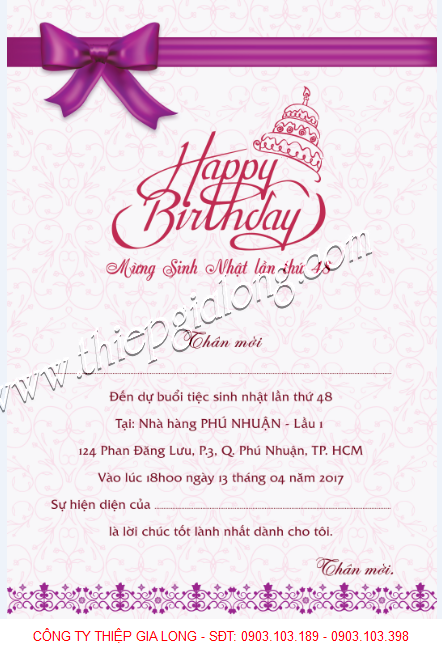 thiệp mời sinh nhật