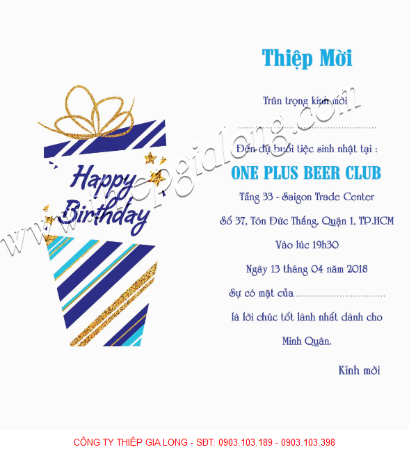 thiệp mời sinh nhật