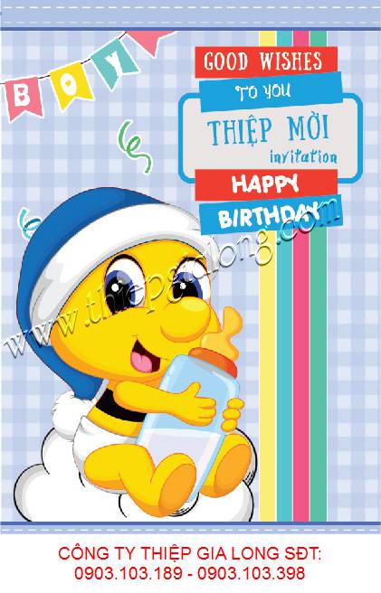 Thiệp mời thôi nôi sang trọng