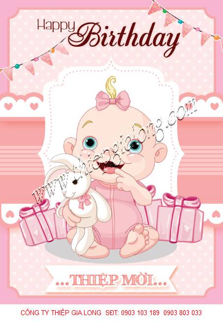 Thiệp thôi nôi đẹp cho bé gái 