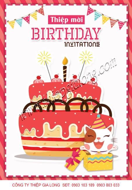Mẫu thiệp mời thôi nôi có sẵn cho bé gái 