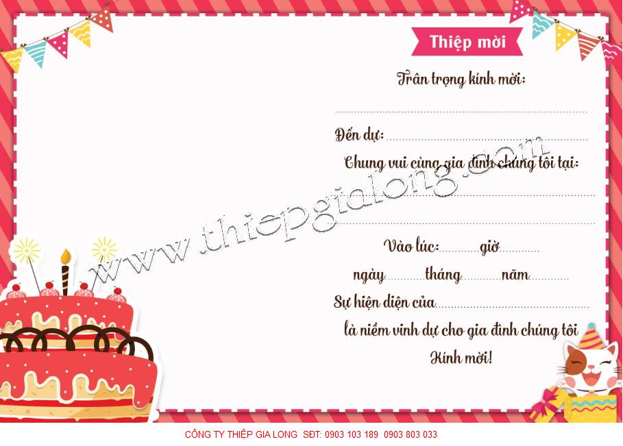 Mẫu thiệp mời thôi nôi có sẵn cho bé gái 