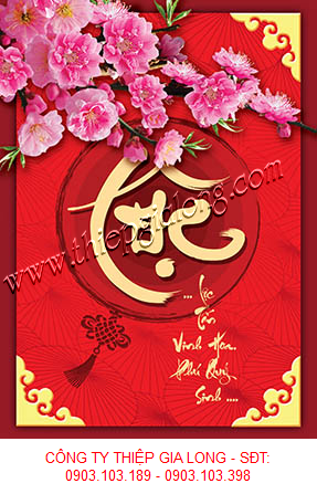 Mẫu thiệp tết hoa đào GL-2289