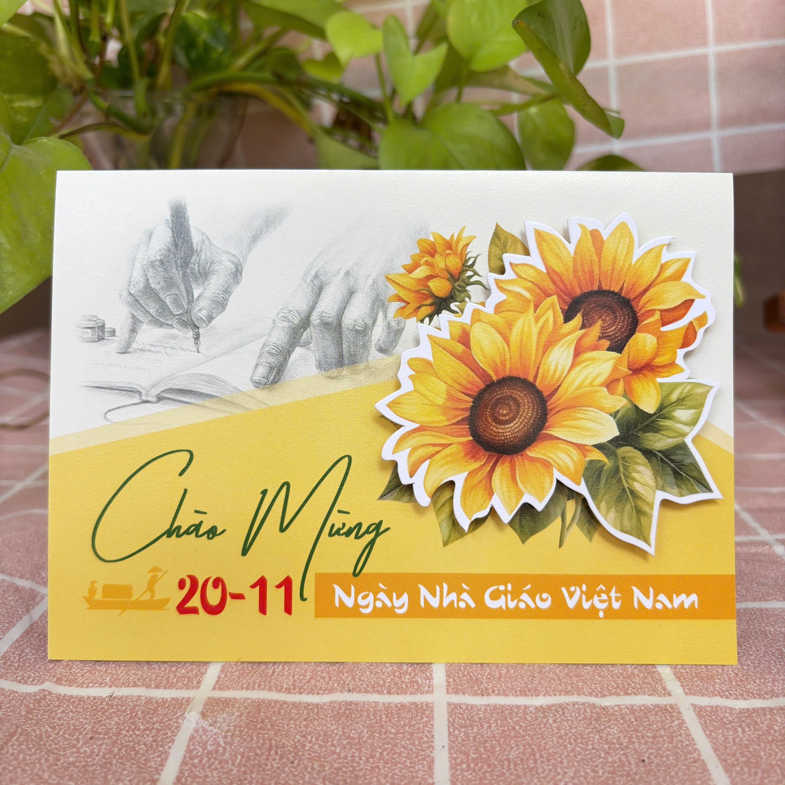 Thiệp chúc mừng 20/11 hoa dán nổi GL-3491