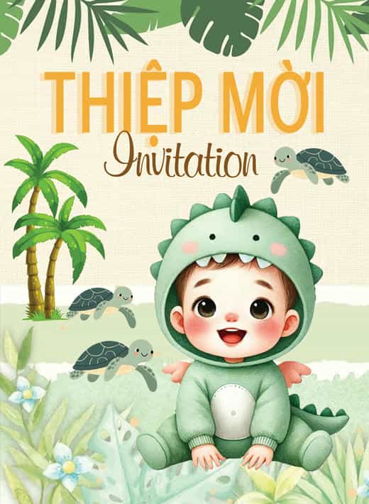 Thiệp mời sinh nhật bé trai GL-3496