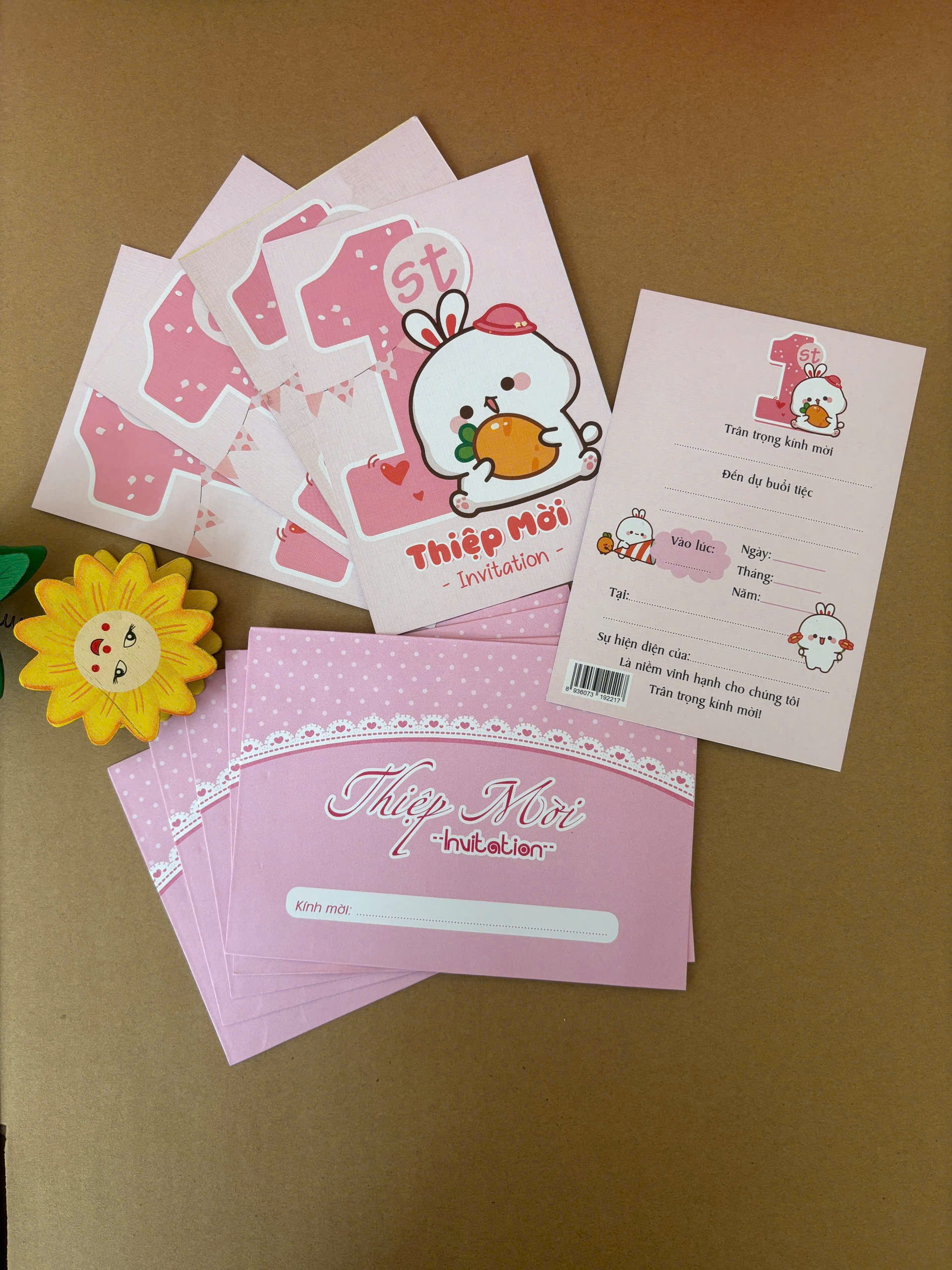 Thiệp mời thôi nôi bé gái dễ thương TMTN-05