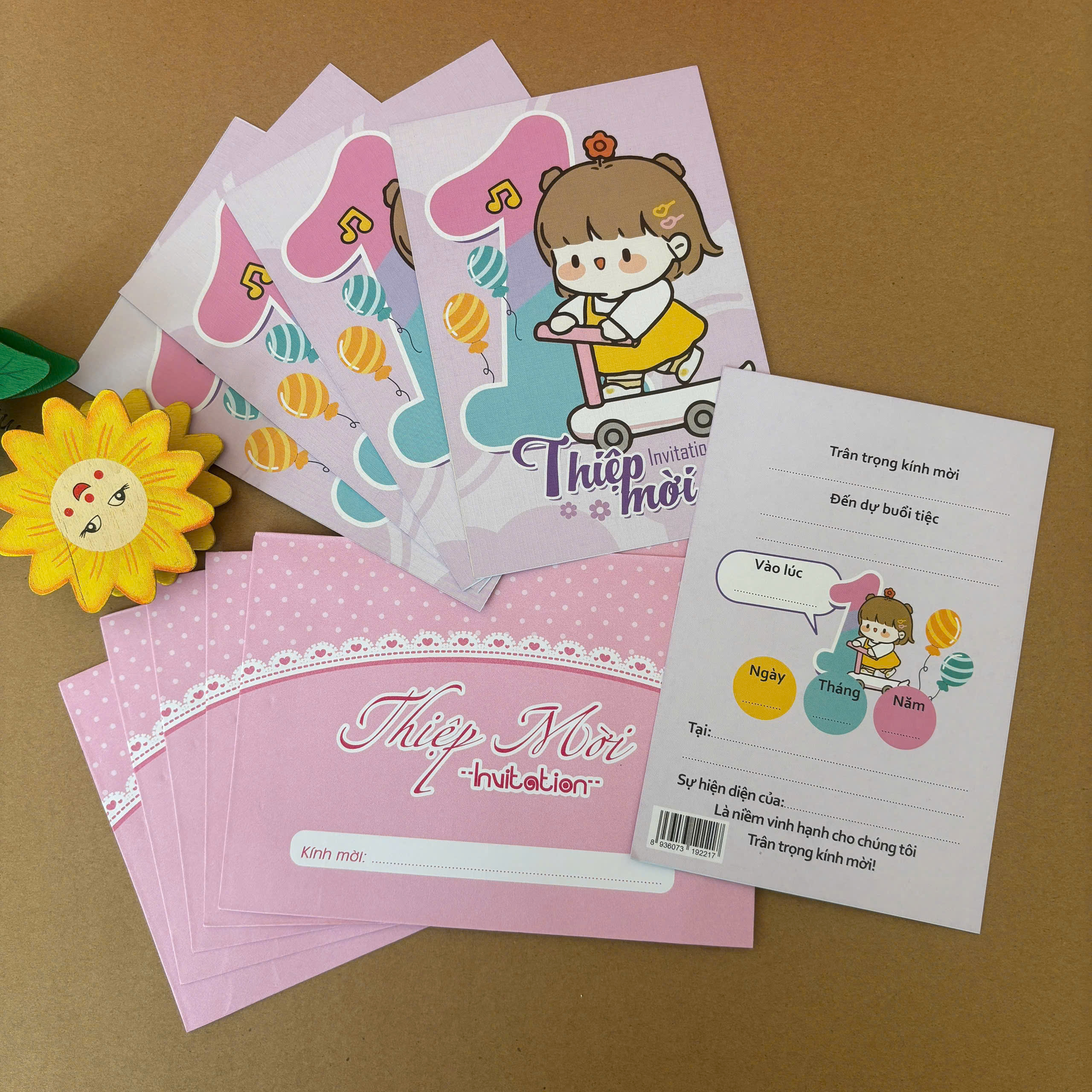 Thiệp mời thôi nôi bé gái TMTN-01