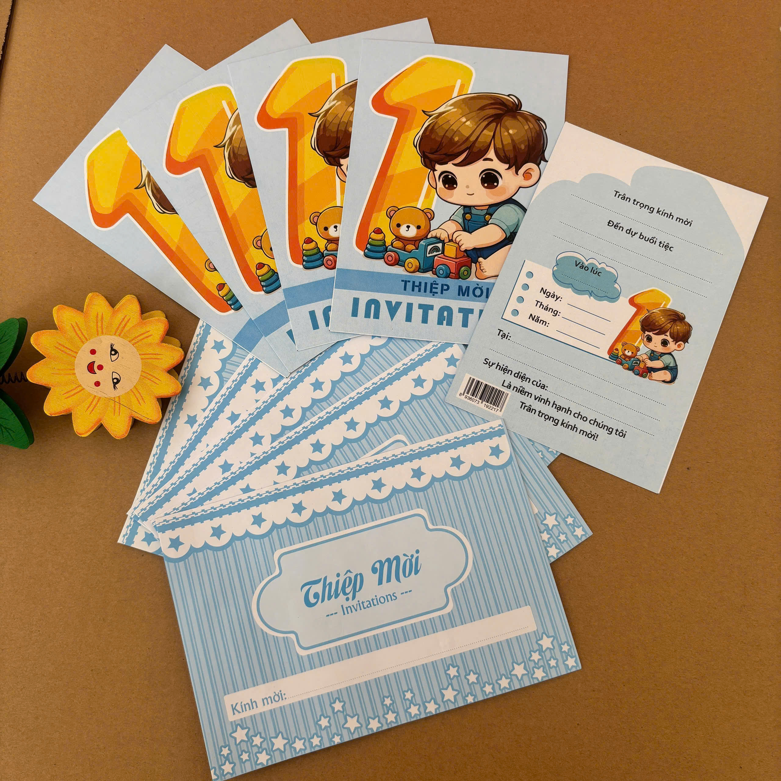 Thiệp mời thôi nôi bé trai TMTN-04