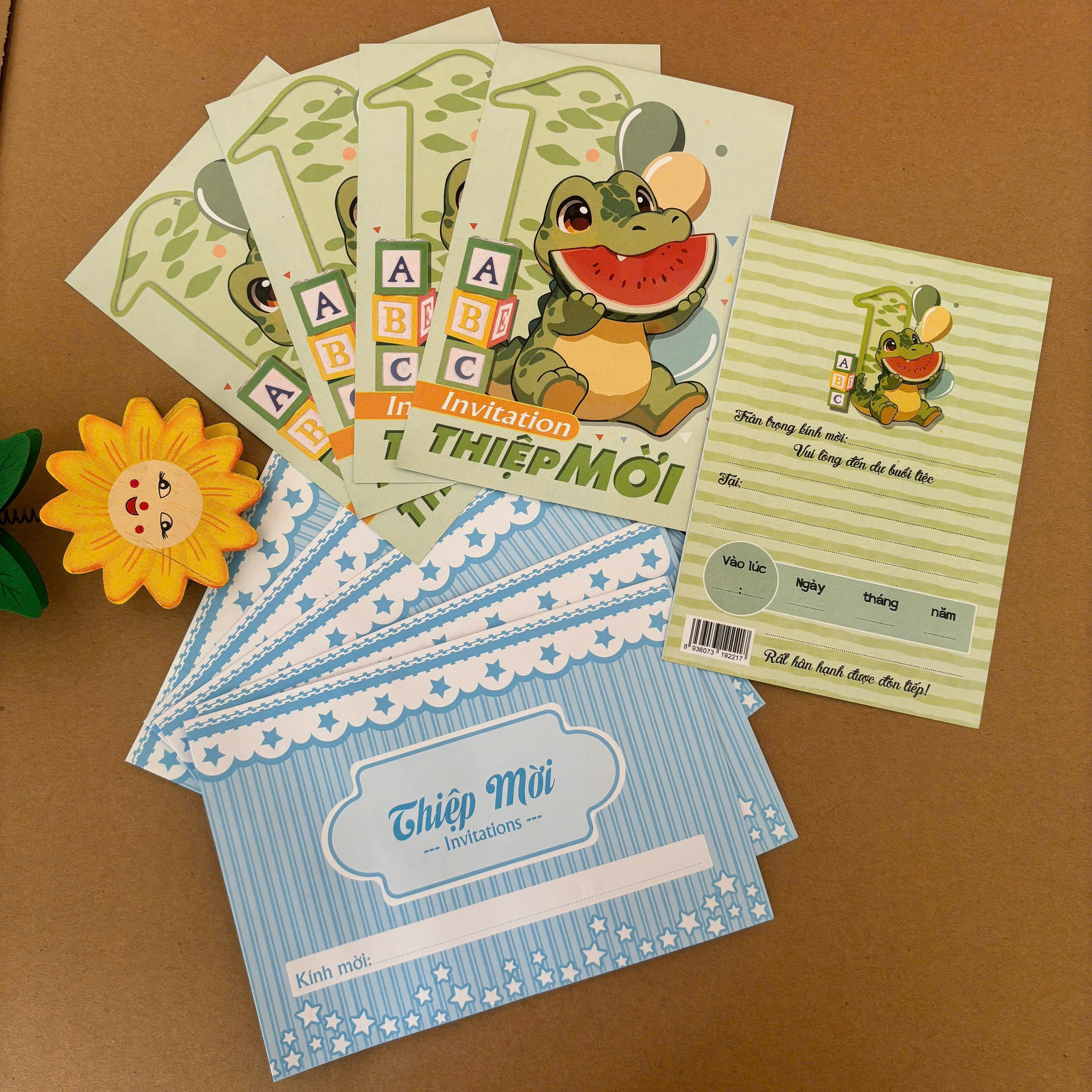 Thiệp mời thôi nôi cute cho bé TMTN-03