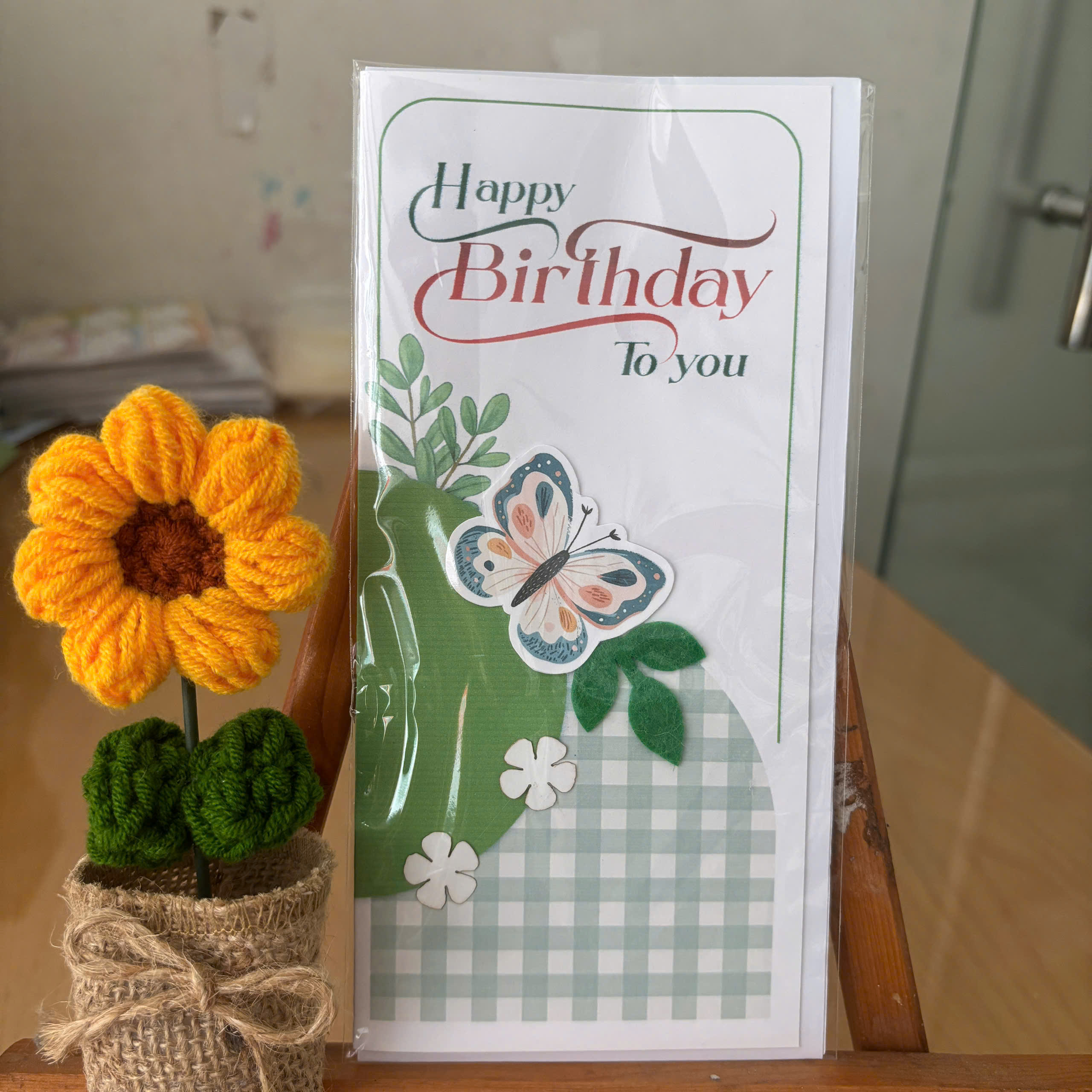 Thiệp sinh nhật hoa khô handmade đẹp GL-04