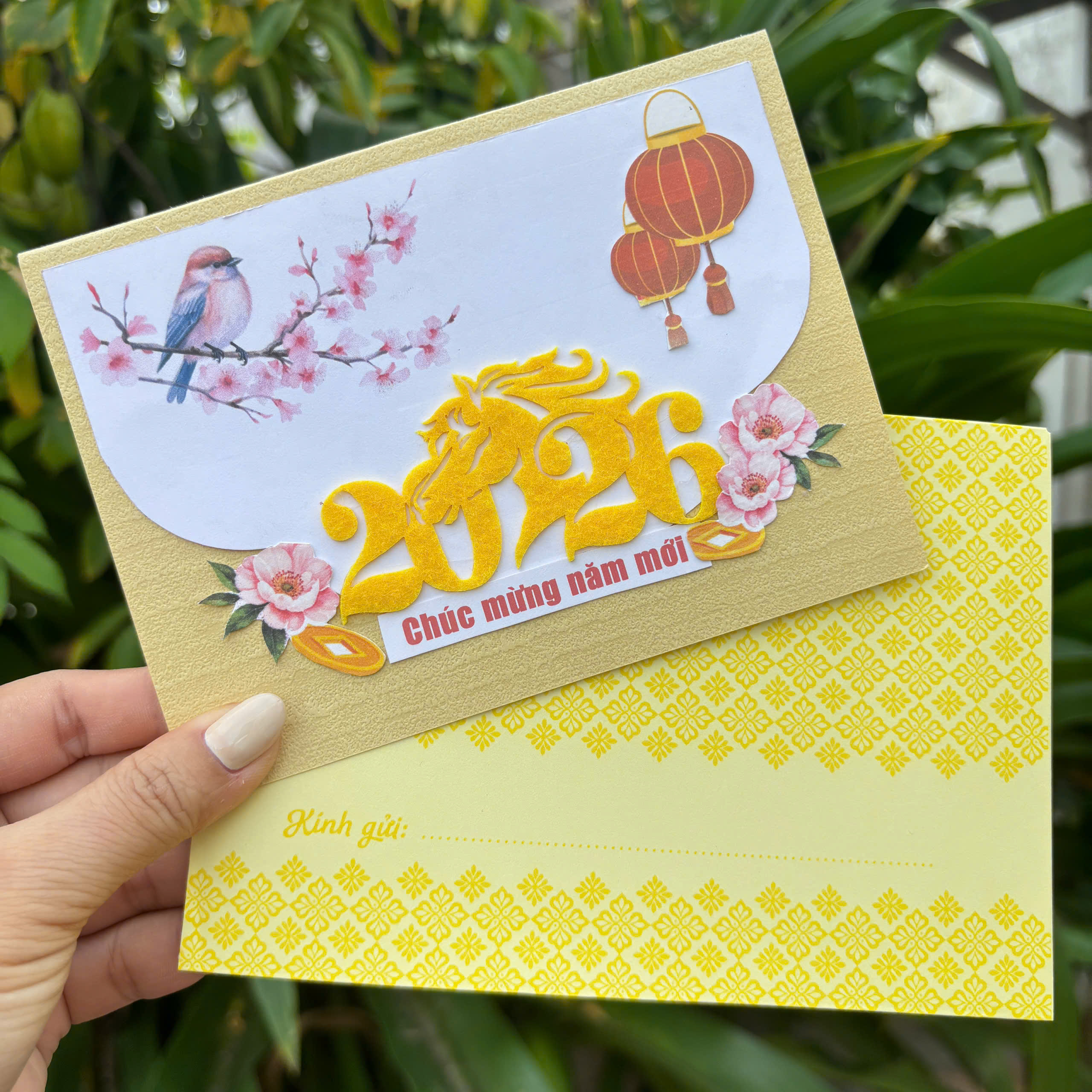 Thiệp thủ công chúc mừng năm mới 2026  HKT-15