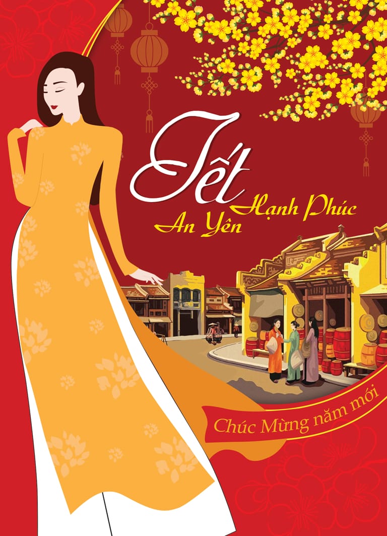 Thiệp Xuân cô gái áo dài GL-3462
